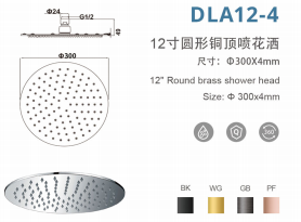 DLA12-4 12寸圆形超薄铜顶喷花洒