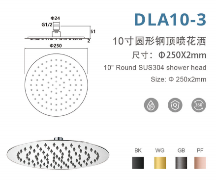 DLA10-3 10寸圆形不锈钢顶喷花洒