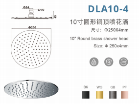 DLA10-4 10寸圆形超薄铜顶喷花洒