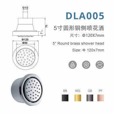DLA005 5寸圆形铜侧喷花洒